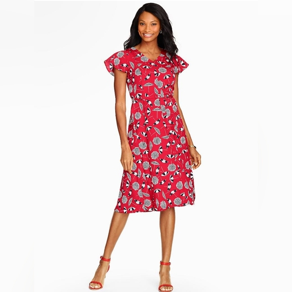 Talbots Dresses & Skirts - Talbots Size 6 Dress Fit and Flare Belted Summer Beach Umbrella Design